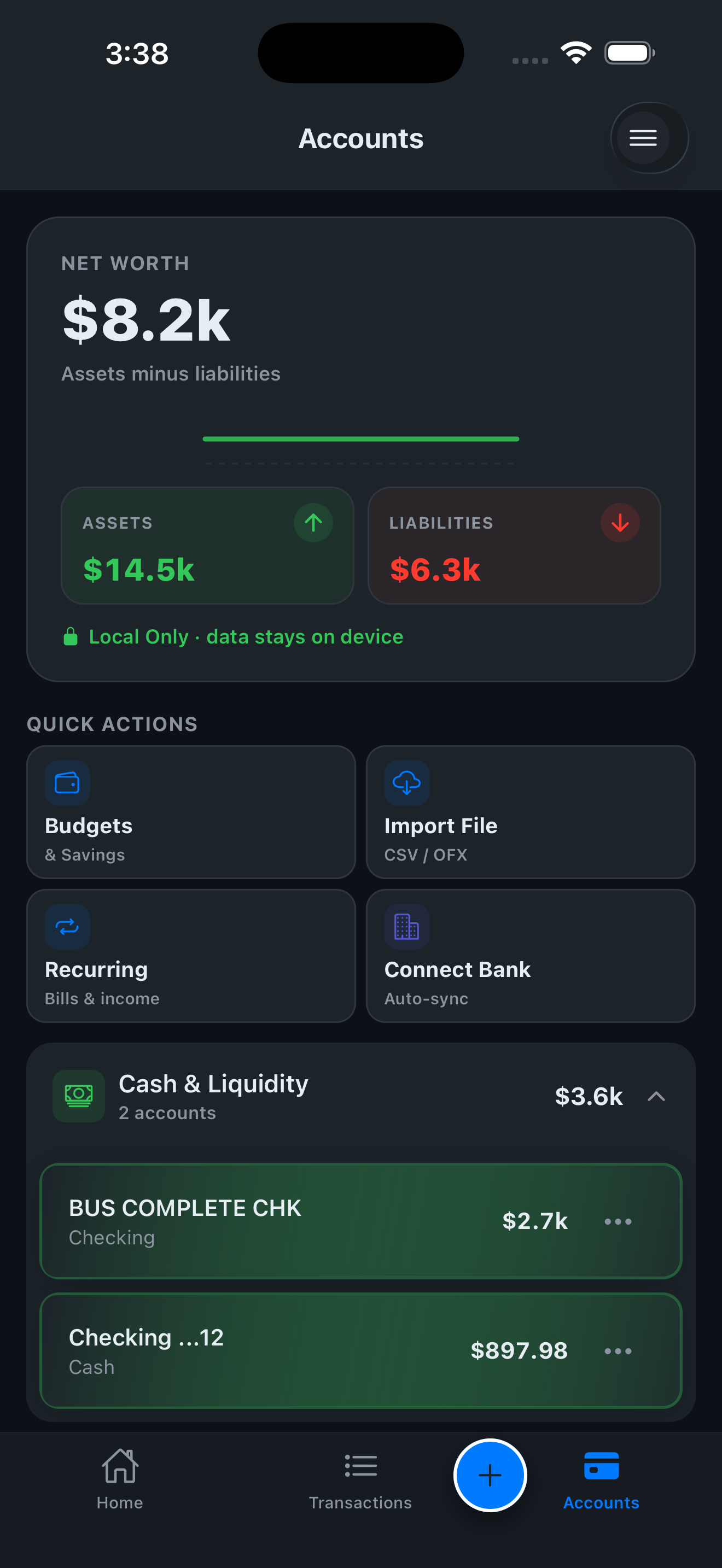 Accounts · Dark
